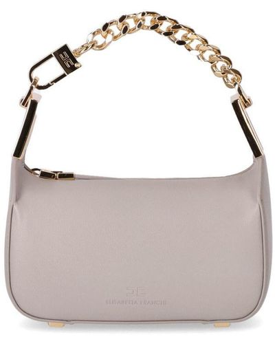 Elisabetta Franchi Pearl Grey Mini Bag With Chain