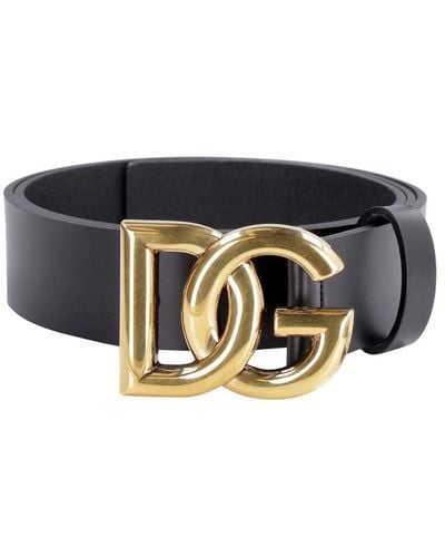 Dolce & Gabbana Dg Buckle Leather Belt - Gray