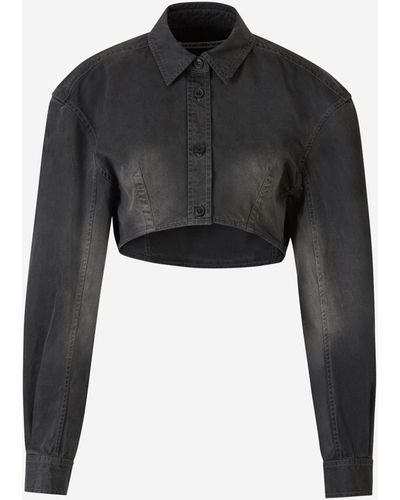 Alexander Wang Cropped Denim Shirt - Black