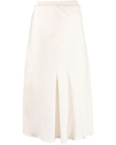 Gold Hawk High-waisted Silk-blend Skirt - White