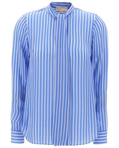 Michael Kors Striped Long-sleeved Top - Blue