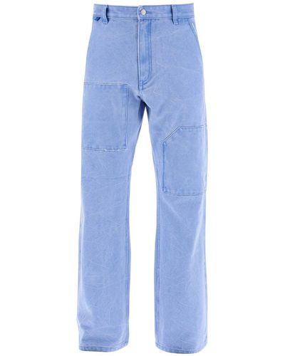 Acne Studios Canvas Trousers With Patches - Blue