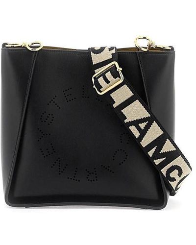 Stella McCartney Perforated Stella Logo Shoulder Bag - Black