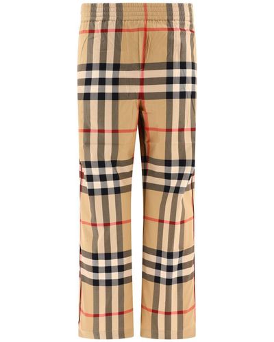 Burberry Check Cotton Twill Pants - Natural