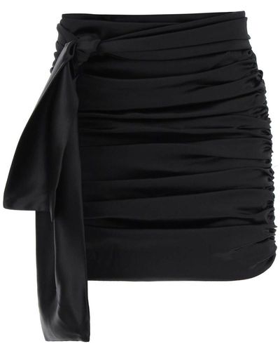 Dolce & Gabbana Ruched Satin Mini Skirt - Black