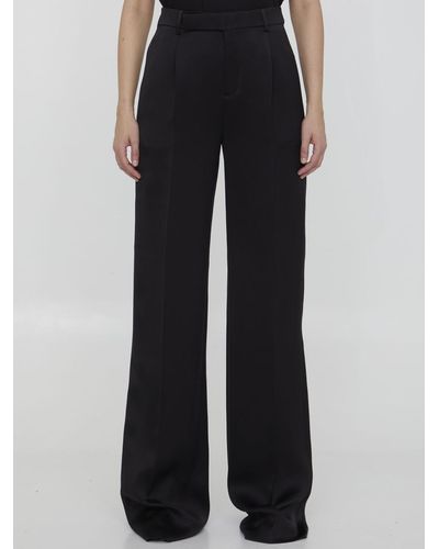 Saint Laurent Satin Flared Pants - Black