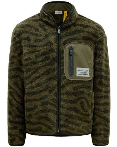 Moncler Genius Closure With Zip Printed Jackets - Green