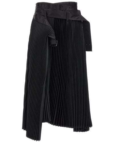 Junya Watanabe Pleated Midi Skirt - Black
