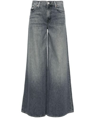 Mother The Swisher Sneak Mid-rise Wide-leg Jeans - Grey