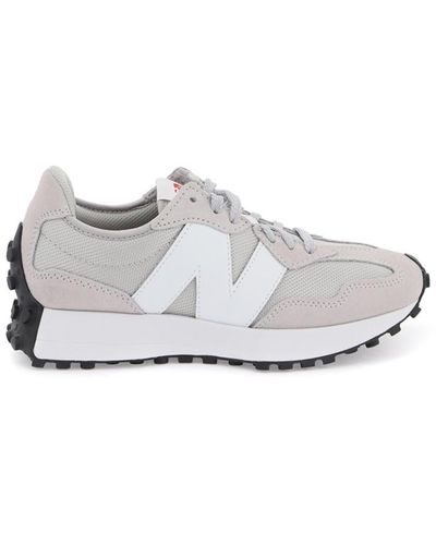 New Balance 327 Logo-stitched Woven Low-top Sneakers - White