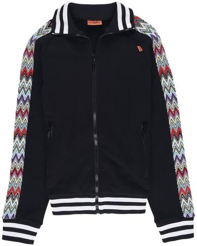 Missoni Side-stripe Zip-up Sweatshirt - Black