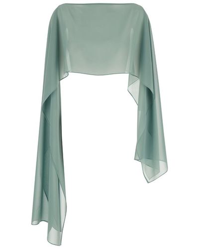 Plain Stole With Boat Neckline - Green