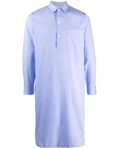 Tekla Cotton Poplin - Night Shirt Clothing - Blue