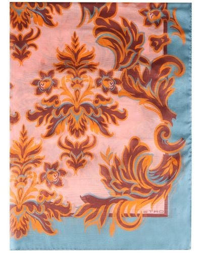 Etro Printed Silk Scarf - Orange