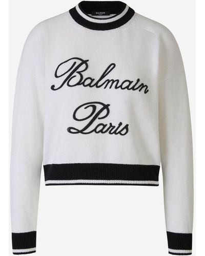 Balmain Logo Knit Sweater - Gray