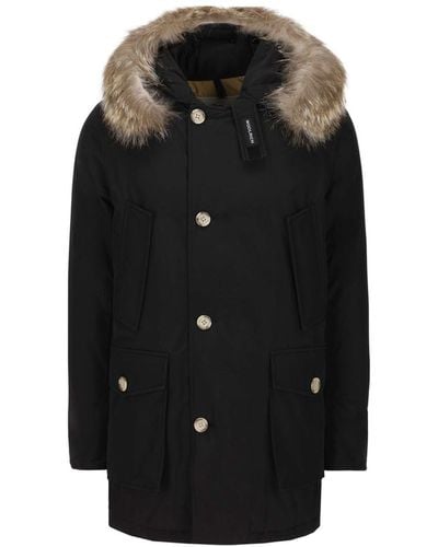 Woolrich Fur Parka Coat - Black