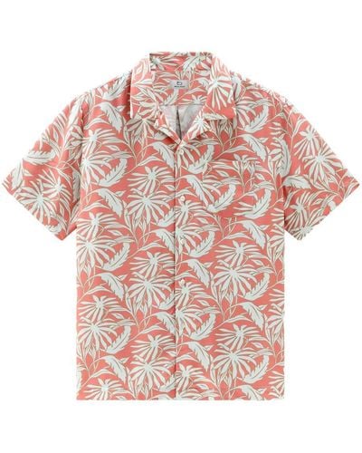 Woolrich Tropical Print Bowling Shirt - Pink