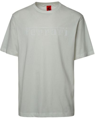 Ferrari White Cotton T-shirt - Grey