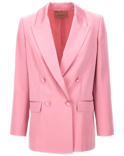 Twin Set Double-Breasted Blazer - Pink
