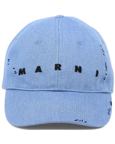 Marni Embroidered Cap - Blue