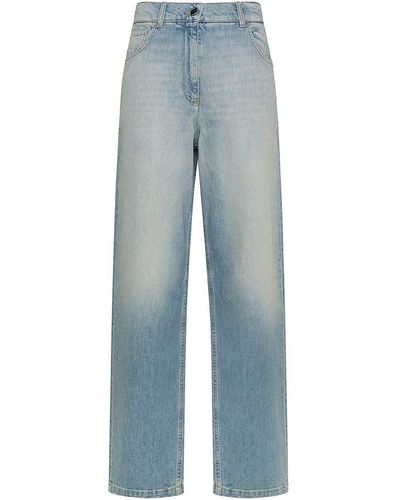 Seventy Washed Light Denim Loose Fit Stretch Cotton Jeans - Blue