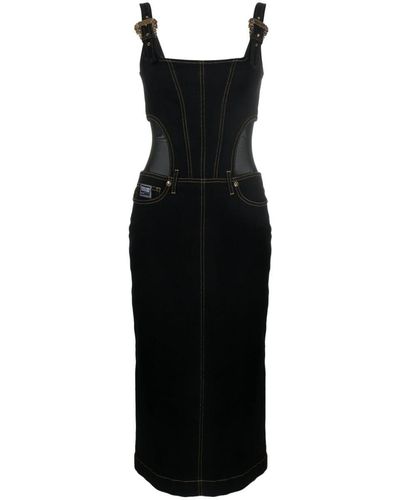 Versace Contrast-stitching Denim Dress - Black