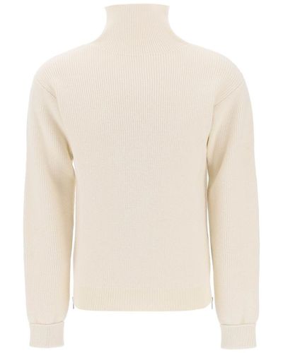 Jil Sander Side Zip High Neck Sweater - White