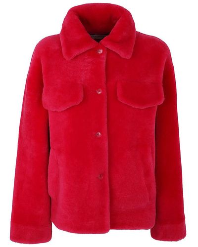 Inès & Maréchal Shearling Jacketwith Pockets Clothing - Red