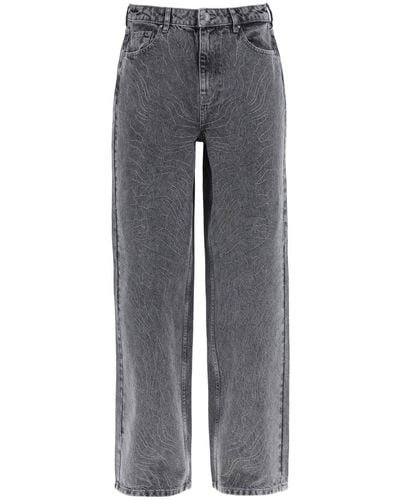 ROTATE BIRGER CHRISTENSEN Rotate Wide Leg Jeans With Rhinest - Gray