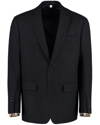 Burberry Single-Breasted Virgin Wool Jacket - Black