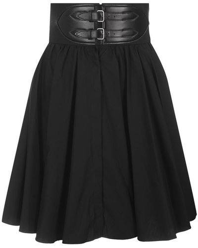 Alaïa Poplin Short Skirt With Belt - Black