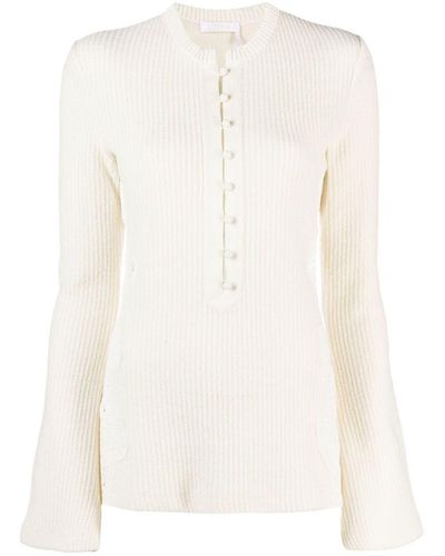 Chloé Embroidered Wool Jumper - White