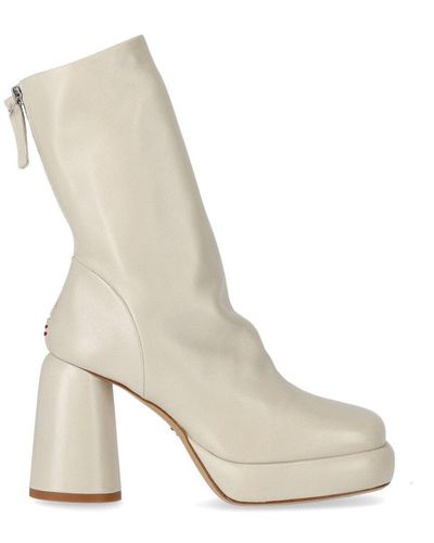 Halmanera Elsa Ivory Heeled Ankle Boot - White