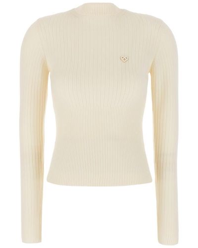 Casablanca Ribbed-knit Wool Sweater - White