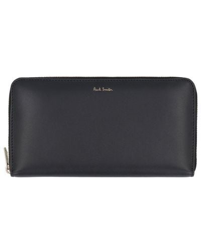 Paul Smith Leather Zip Around Wallet - Gray