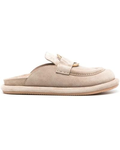 Moncler Bell Suede Slippers - Natural