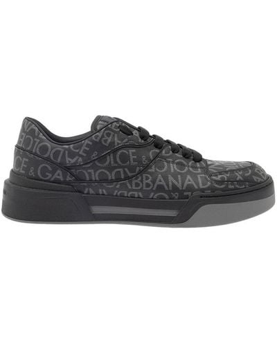 Dolce & Gabbana Roma Logo-embellished Leather Low-top Sneakers - Black