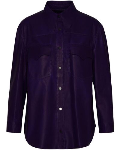Salvatore Santoro Purple Leather Shirt - Blue