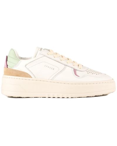 COPENHAGEN Smooth Leather And Suede And Mint Sneakers - Natural