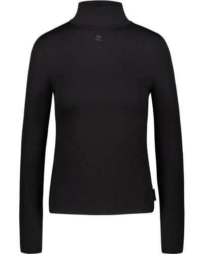 Courreges Mockneck Techno Top Clothing - Black