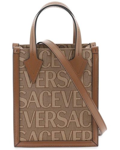 Versace Allover Small Tote Bag - Brown