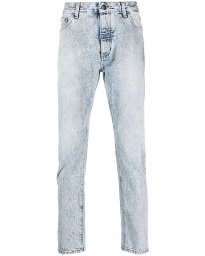 Palm Angels Curved-logo Print Jeans - Blue