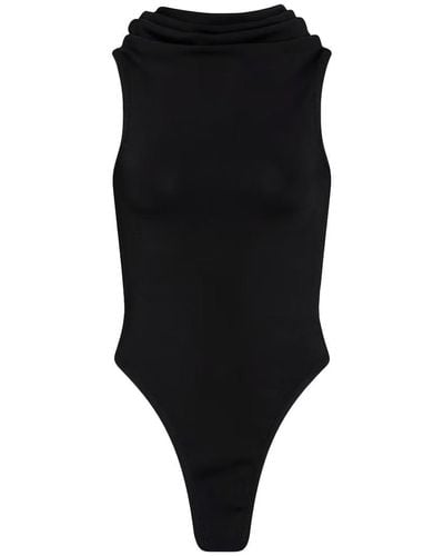 Alaïa Stretch Hooded Bodysuit - Black