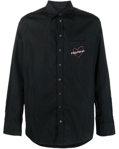 DSquared² Logo-print Button-up Shirt - Black