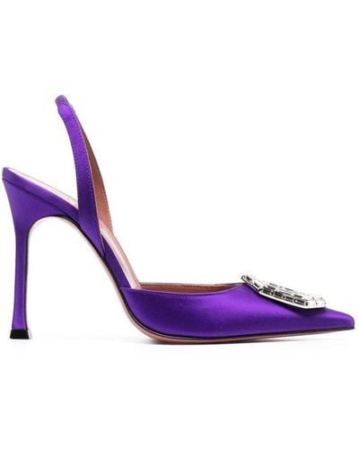 AMINA MUADDI Camelia 105mm Satin Sling-back Court Shoes - Purple