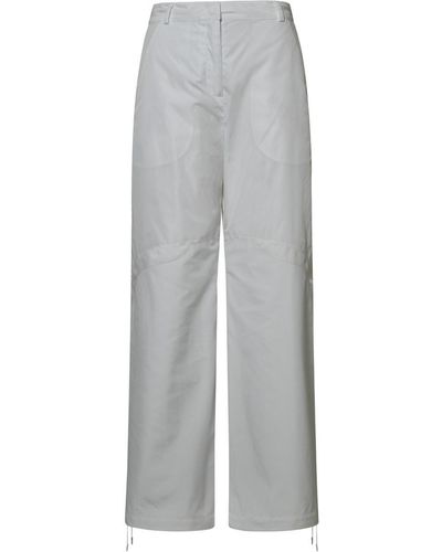 Moncler White Nylon Pants - Gray