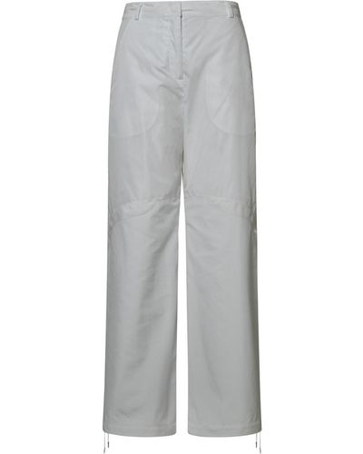 Moncler White Nylon Trousers - Grey