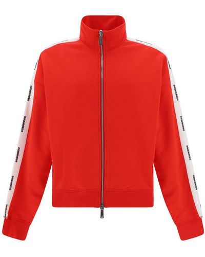 DSquared² Zip Up Sweatshirt With Logo Bands - Red