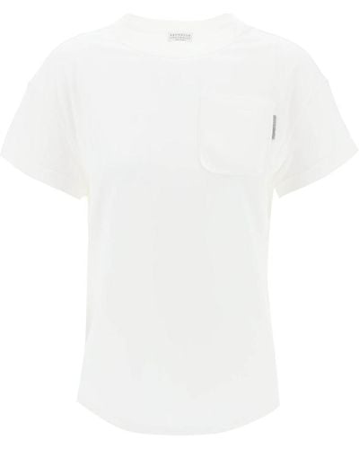Brunello Cucinelli Boxy Crewneck T Shirt - White