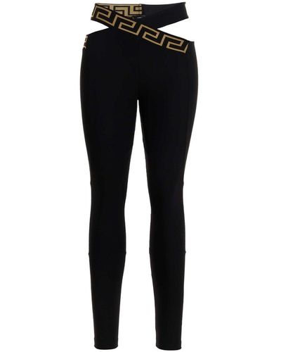 Versace Greca Crossover Waistband leggings - Black